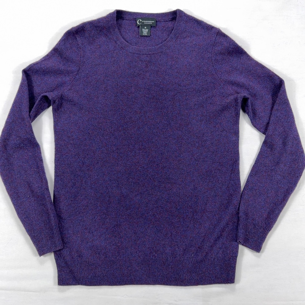 C by Bloomingdale's Cashmere Crewneck Sweater Size M Purple 2-Ply Knit Pullover